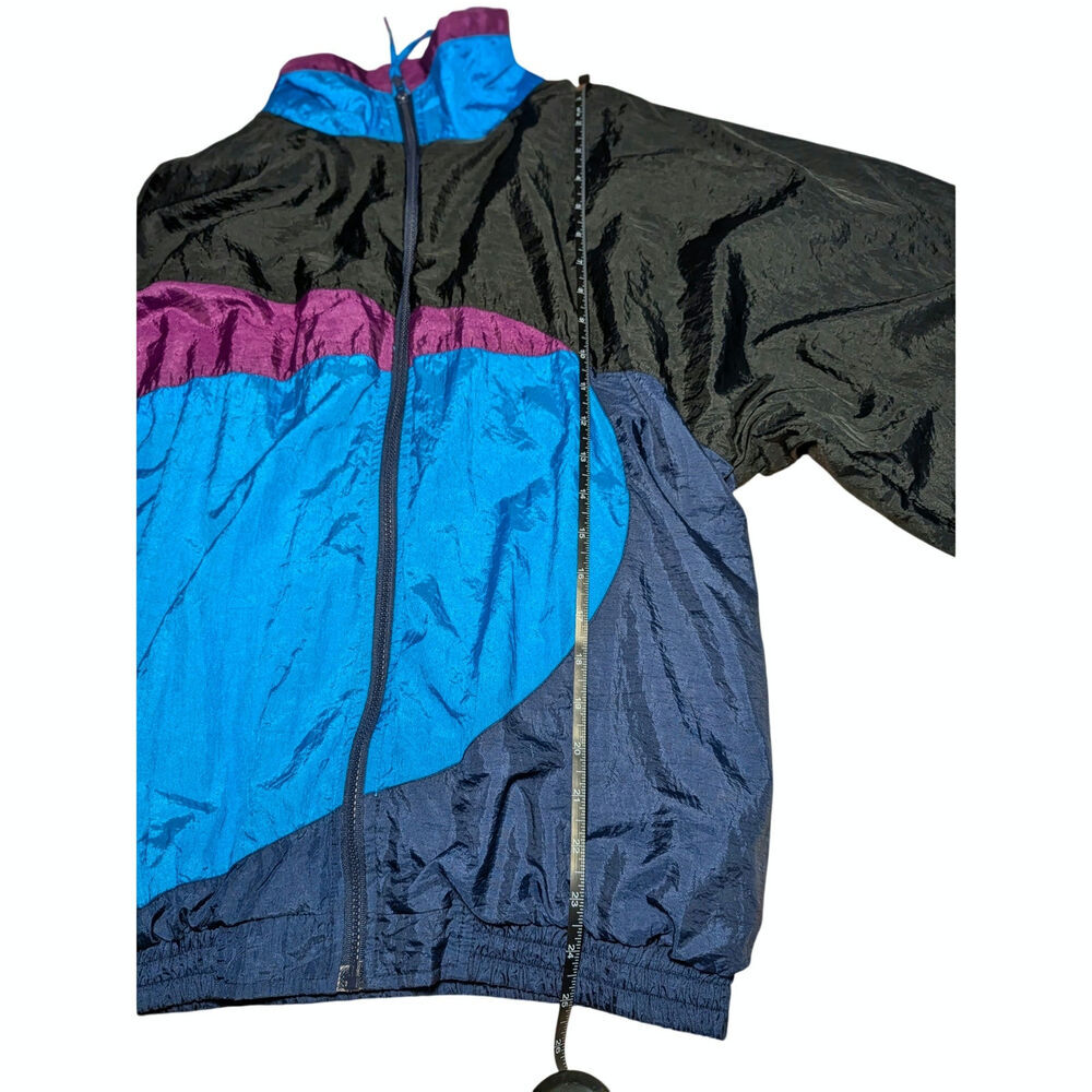 VTG 80s 90s Turnpoint Sports Colorblock Nylon Windbreaker Jacket Medium Retro - Picture 12 of 14